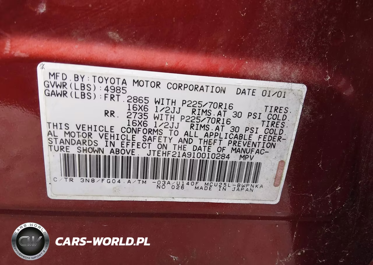 2001 Toyota Highlander V6 VIN:JTEHF21A910010284 - 9