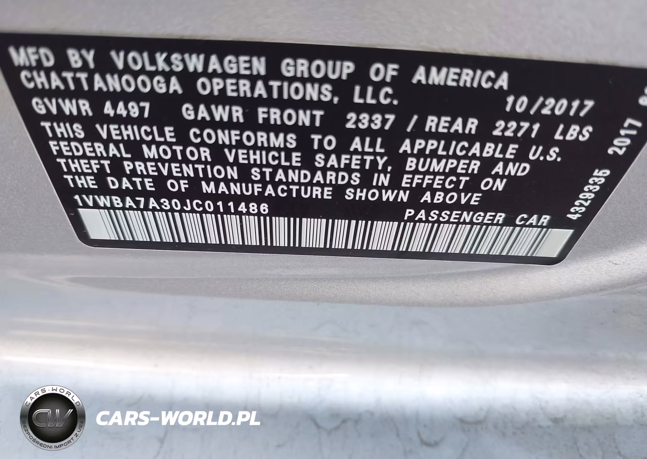 2018 Volkswagen Passat 2.0T Se VIN:1VWBA7A30JC011486 - 9