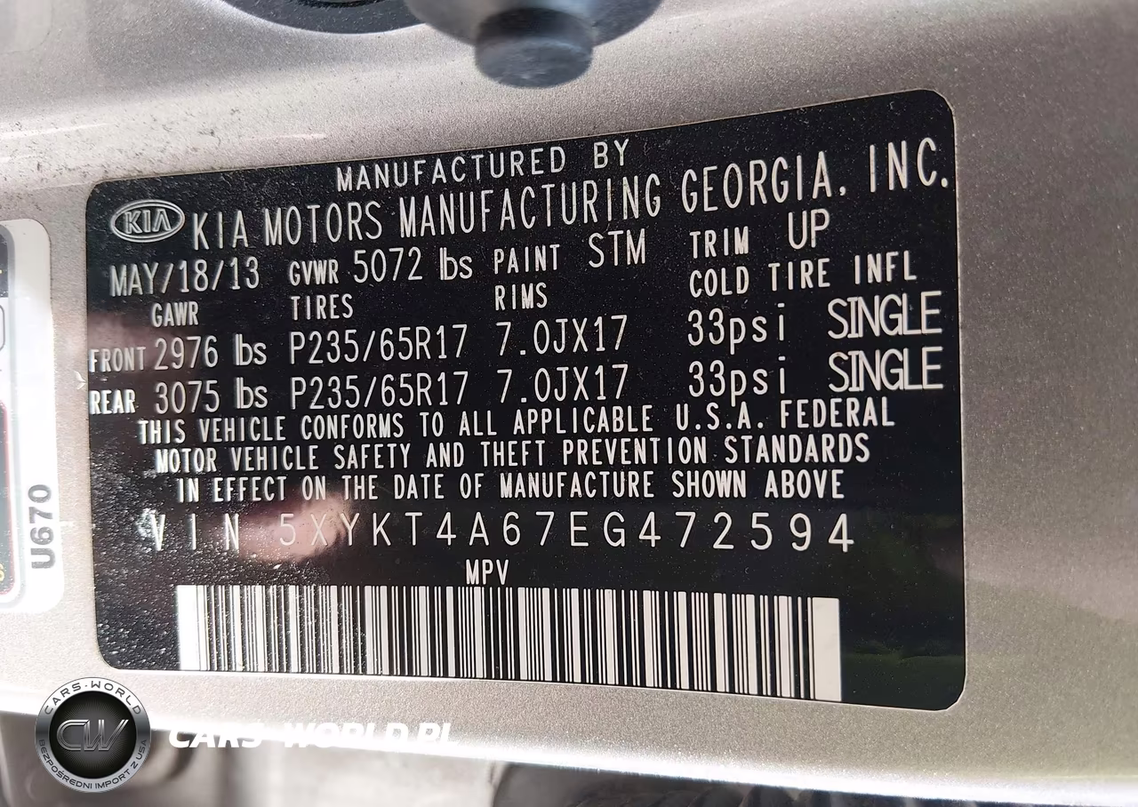2014 Kia Sorento Lx VIN:5XYKT4A67EG472594 - 9