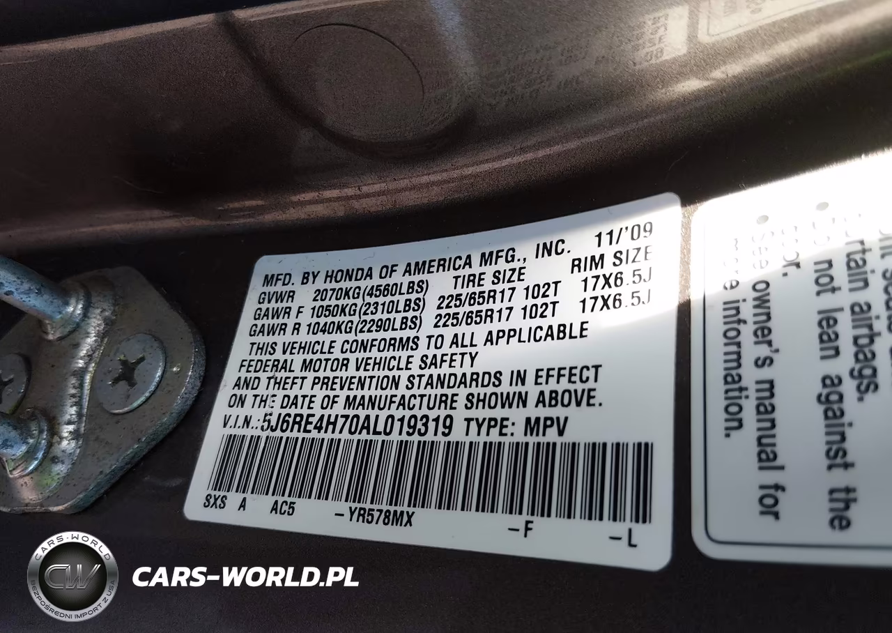 2010 Honda Cr-V Ex-L VIN:5J6RE4H70AL019319 - 9