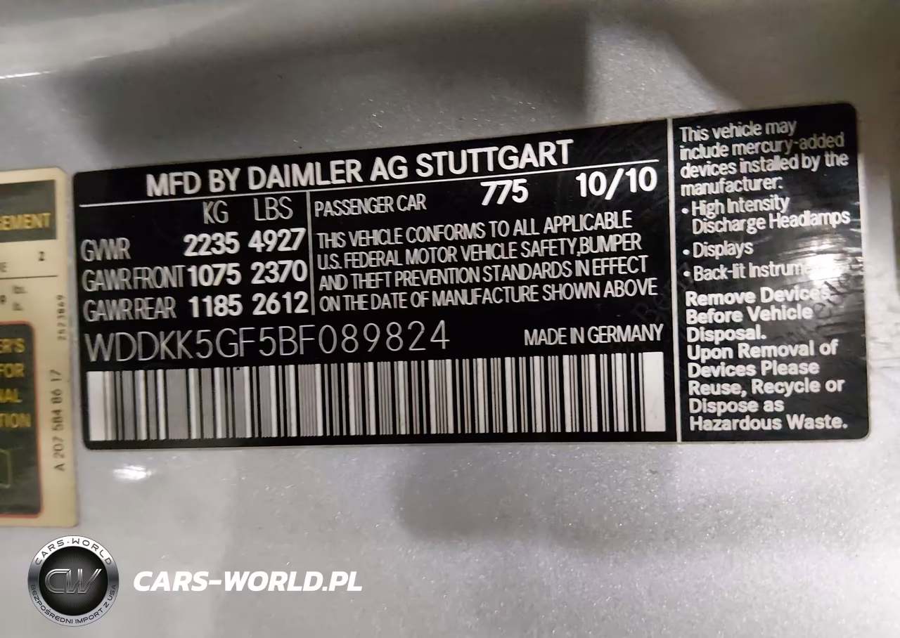 2011 Mercedes-Benz E 350 VIN:WDDKK5GF5BF089824 - 9