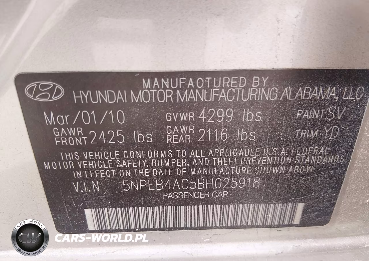 2011 Hyundai Sonata Gls VIN:5NPEB4AC5BH025918 - 9