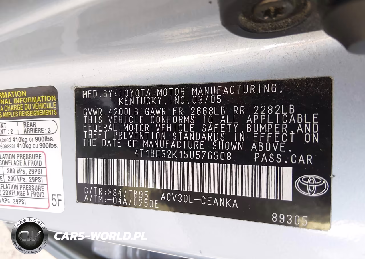 2005 Toyota Camry Le VIN:4T1BE32K15U576508 - 9