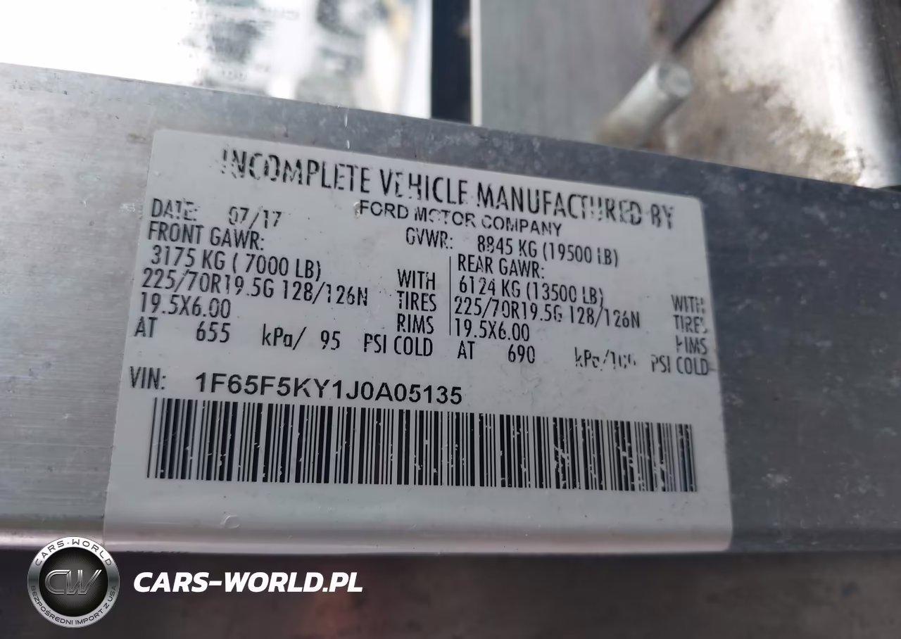 2018 Ford F-59 Commercial Stripped VIN:1F65F5KY1J0A05135 - 8