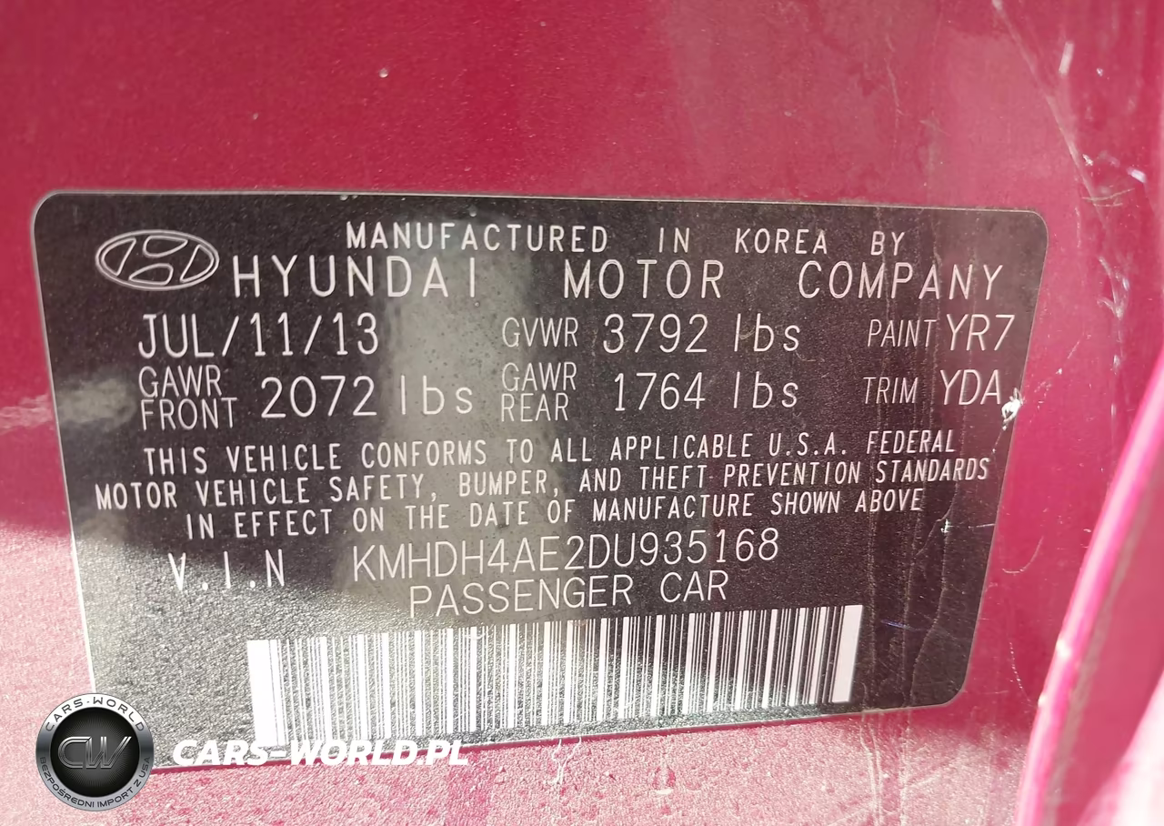 2013 Hyundai Elantra Gls VIN:KMHDH4AE2DU935168 - 9
