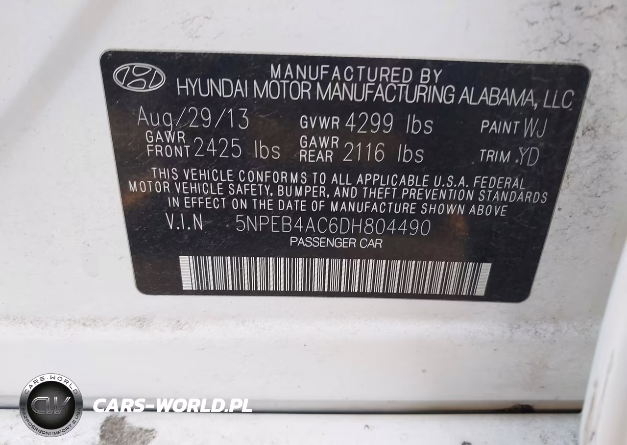 2013 Hyundai Sonata Gls VIN:5NPEB4AC6DH804490 - 9
