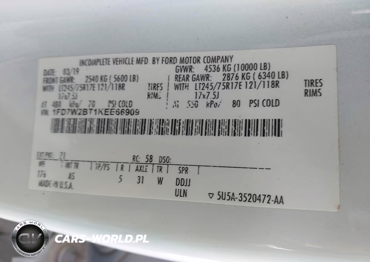2019 Ford F-250 Xl VIN:1FD7W2BT1KEE66909 - 9