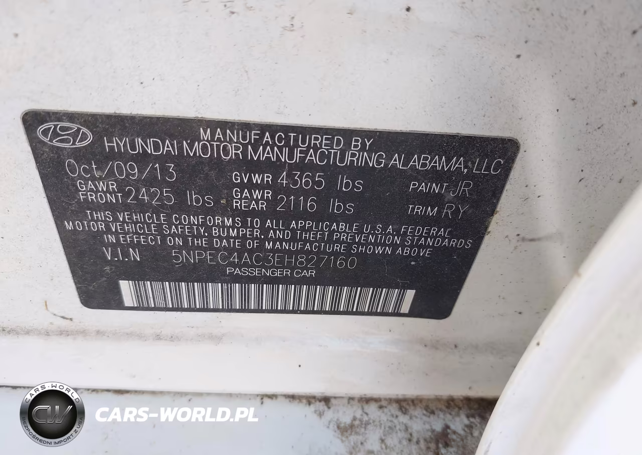 2014 Hyundai Sonata Se VIN:5NPEC4AC3EH827160 - 9
