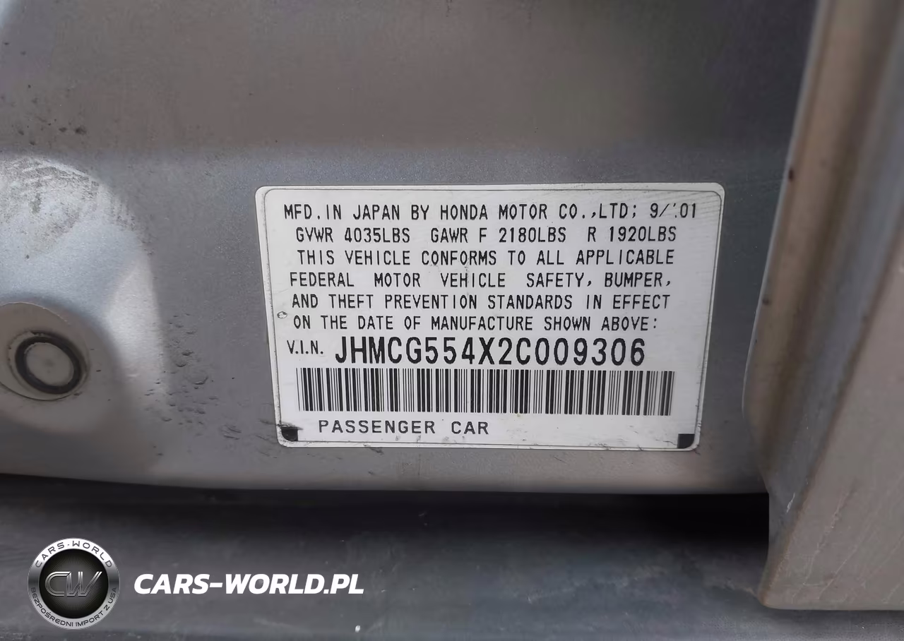2002 Honda Accord 2.3 Lx VIN:JHMCG554X2C009306 - 9