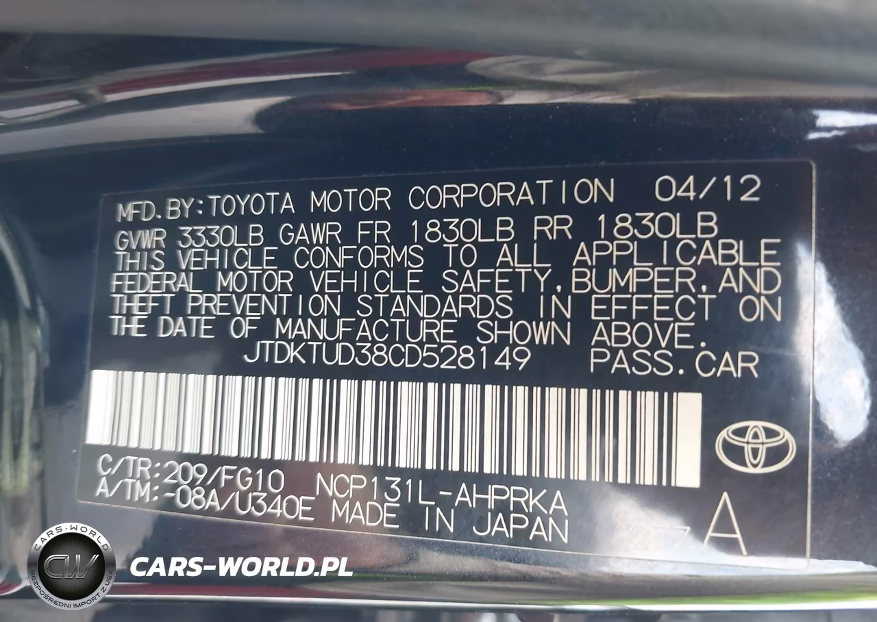 2012 Toyota Yaris L VIN:JTDKTUD38CD528149 - 9