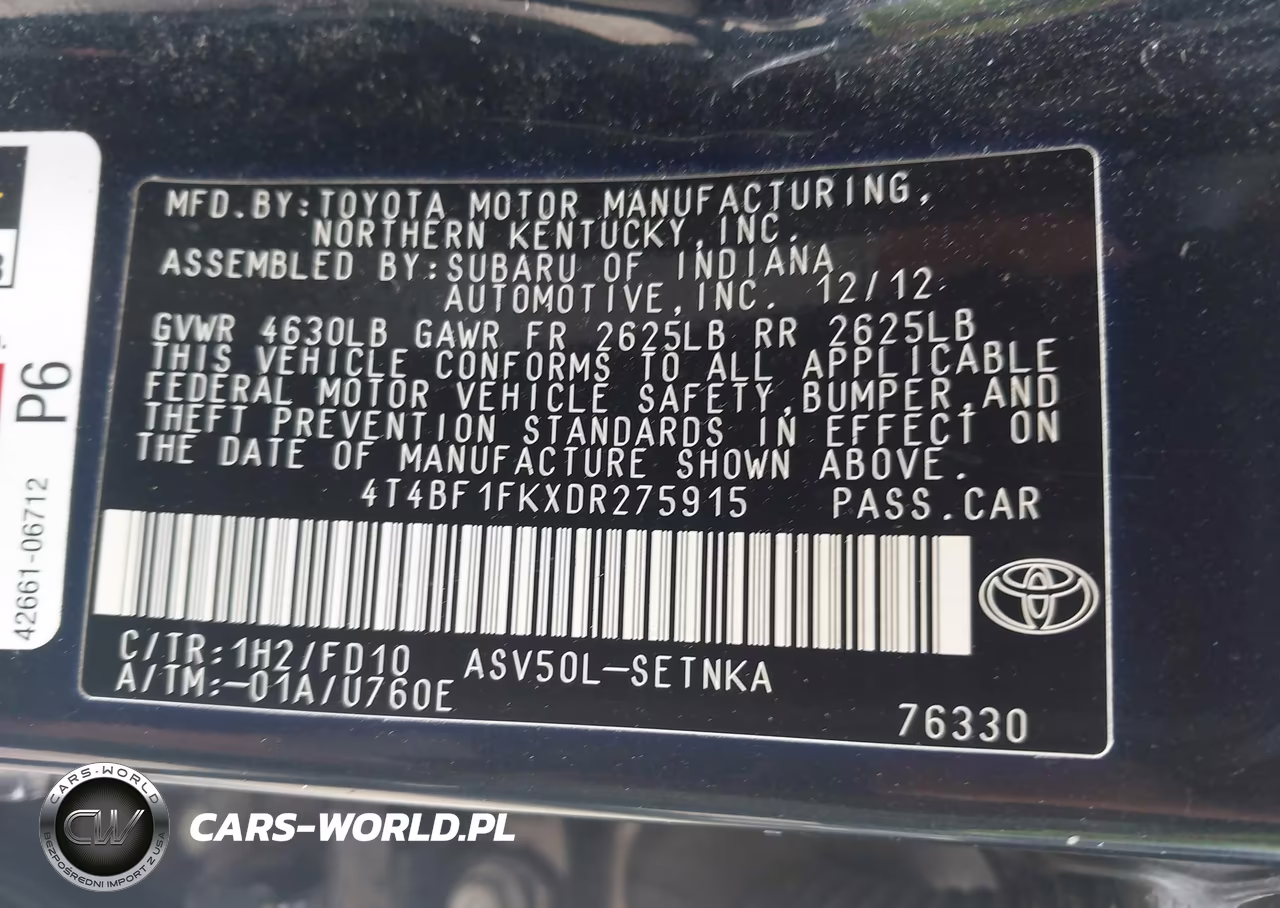 2013 Toyota Camry Le VIN:4T4BF1FKXDR275915 - 9