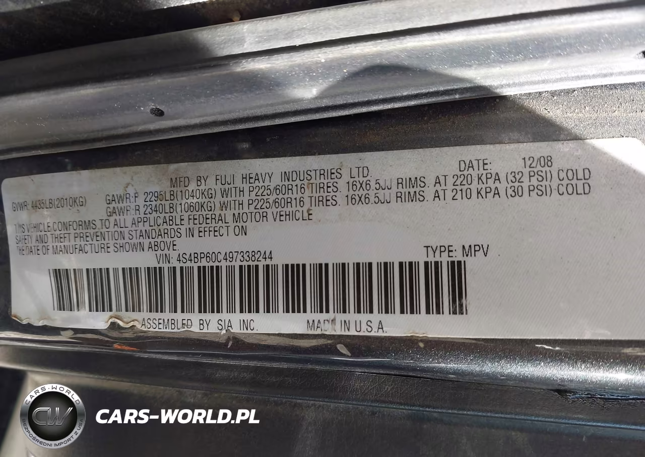 2009 Subaru Outback 2.5I VIN:4S4BP60C497338244 - 9