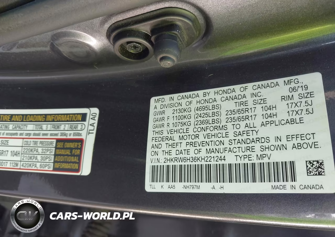 2019 Honda Cr-V Lx VIN:2HKRW6H36KH221244 - 9