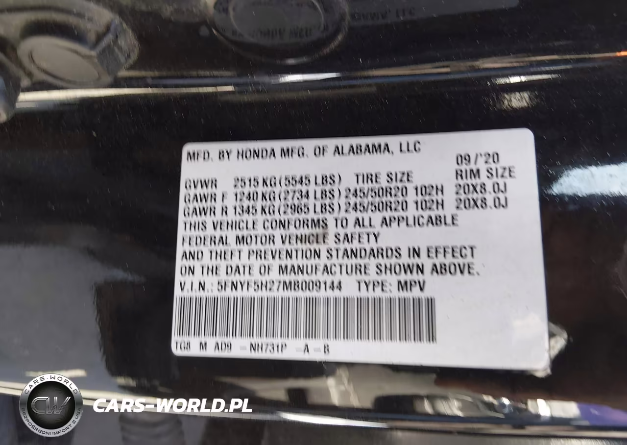 2021 Honda Pilot 2Wd Special Edition VIN:5FNYF5H27MB009144 - 9