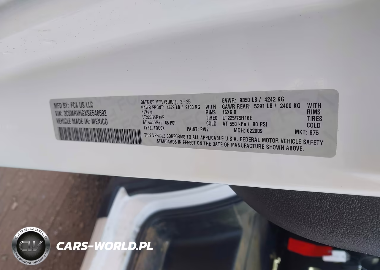 2025 Ram Promaster 3500 Tradesman High Roof 159 Wb W-Pass Seat VIN:3C6MRVHGXSE548692 - 4