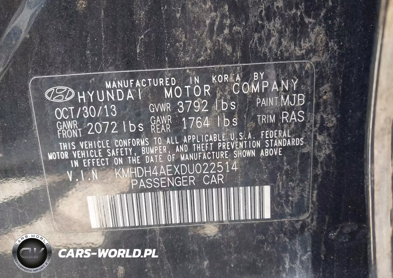 2013 Hyundai Elantra Gls VIN:KMHDH4AEXDU022514 - 9