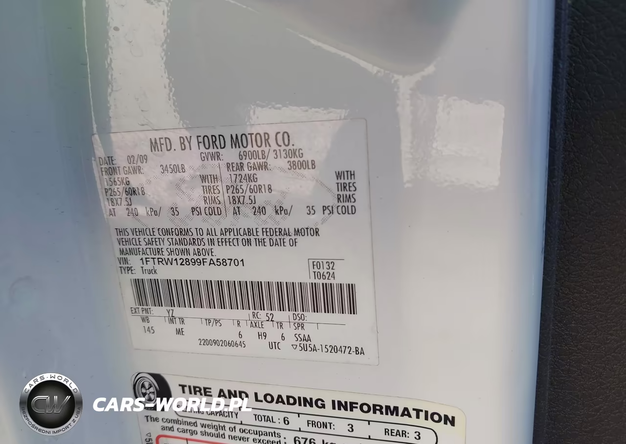 2009 Ford F150 Supercrew VIN:1FTRW12899FA58701 - 9
