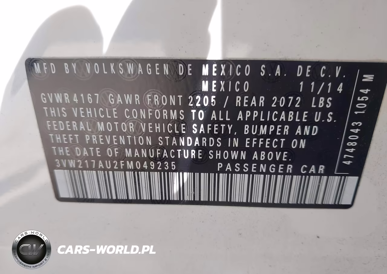 2015 Volkswagen Golf Tsi S 4-Door VIN:3VW217AU2FM049235 - 9