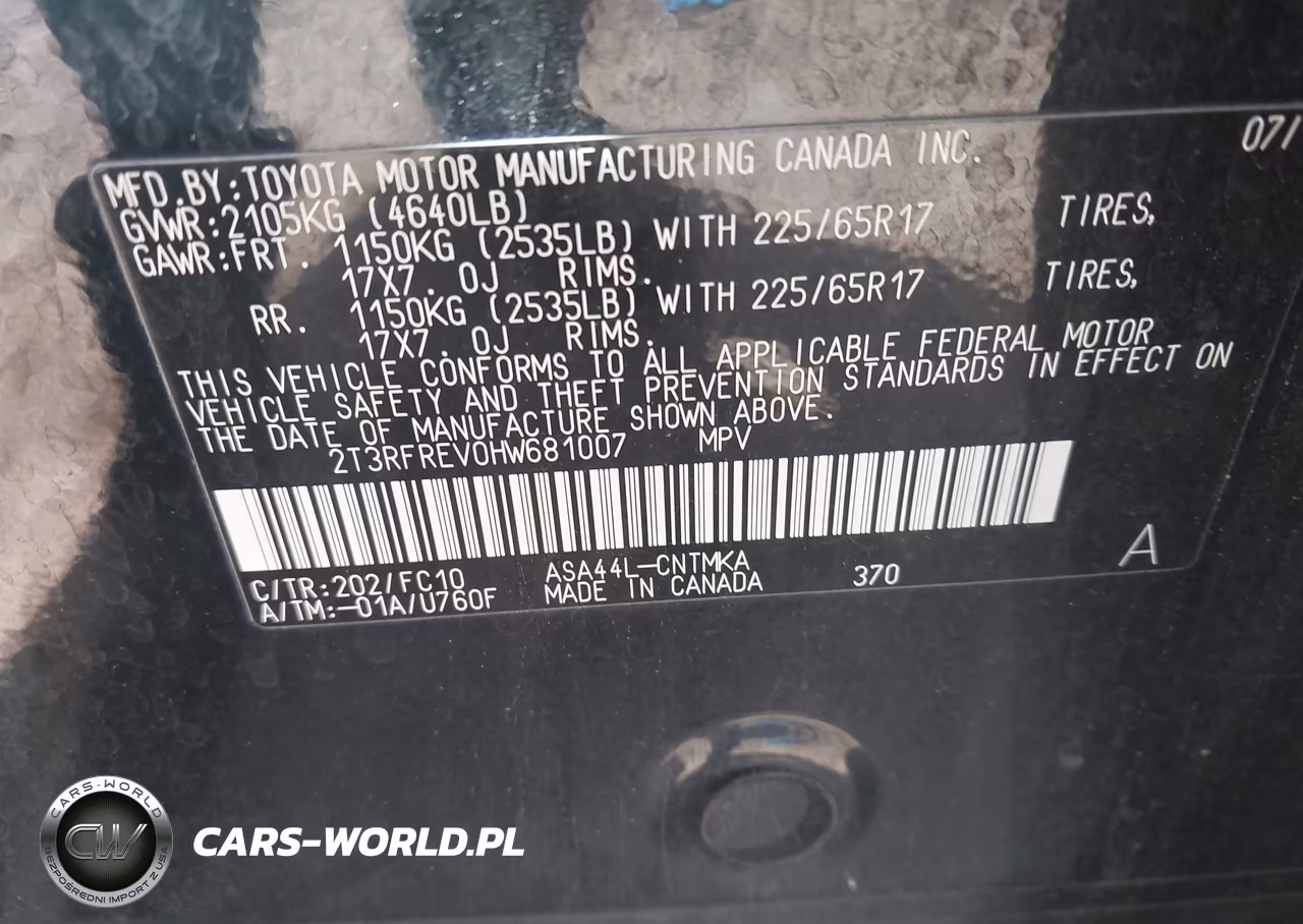 2017 Toyota Rav4 Xle VIN:2T3RFREV0HW681007 - 9