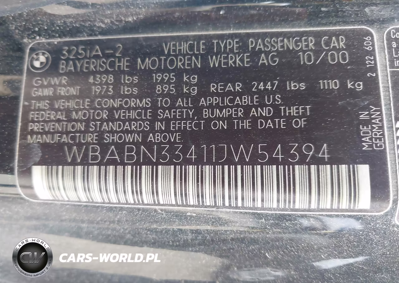 2001 BMW 325Ci VIN:WBABN33411JW54394 - 9