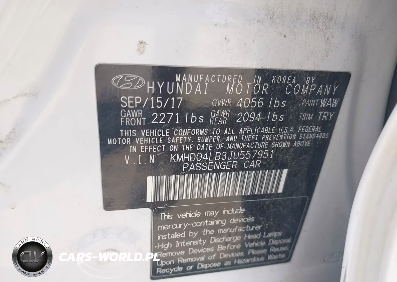 2018 Hyundai Elantra Sport VIN:KMHD04LB3JU557951 - 9
