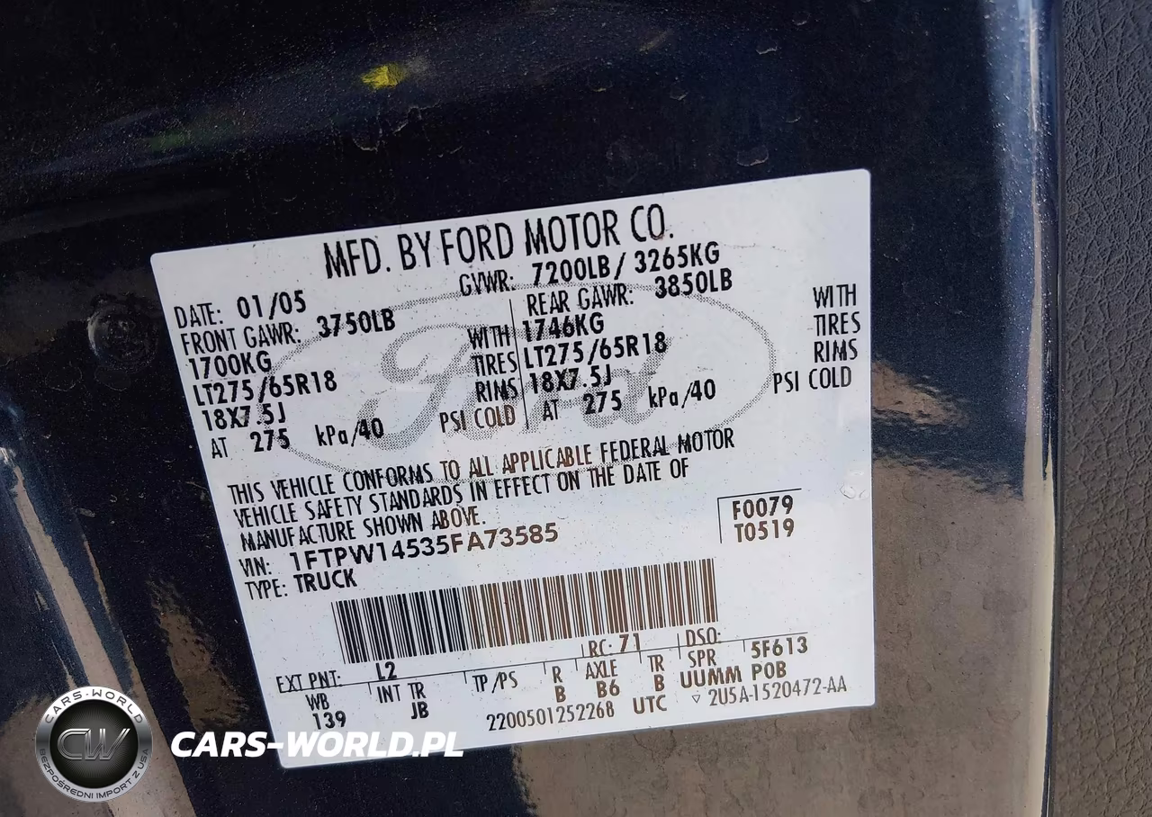 2005 Ford F-150 Fx4-Lariat-Xlt VIN:1FTPW14535FA73585 - 9