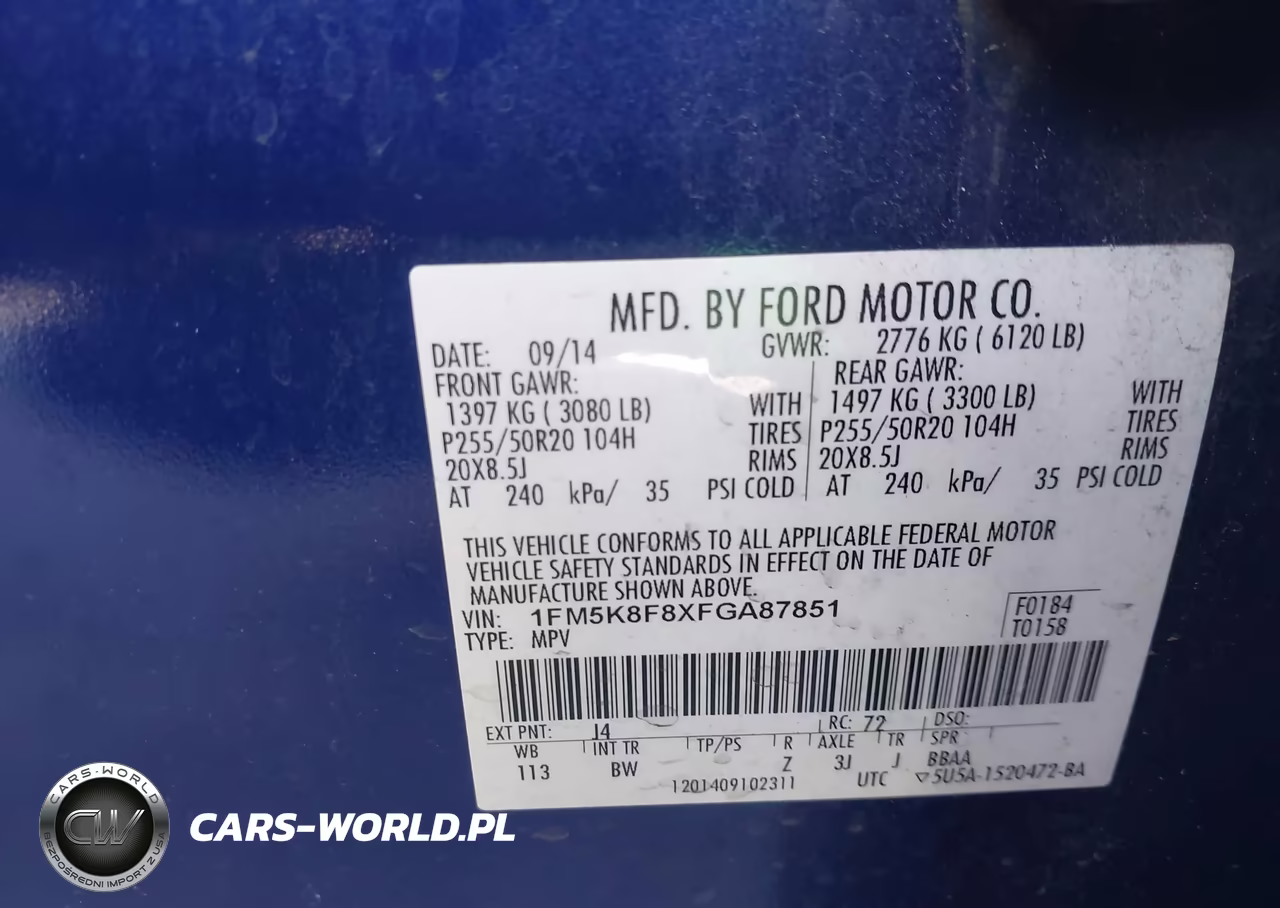 2015 Ford Explorer Limited VIN:1FM5K8F8XFGA87851 - 9