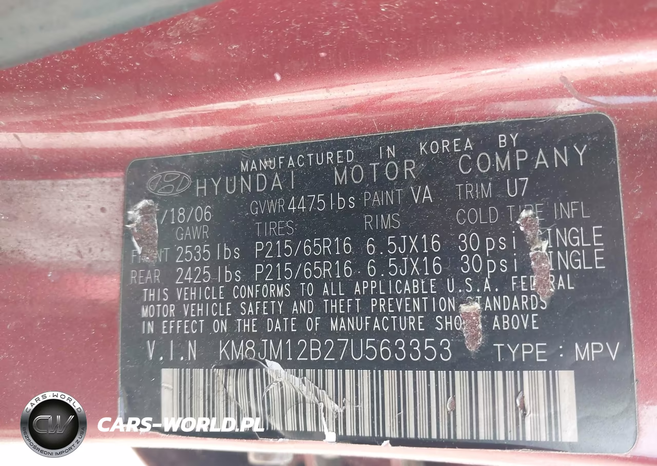 2007 Hyundai Tucson Gls VIN:KM8JM12B27U563353 - 9