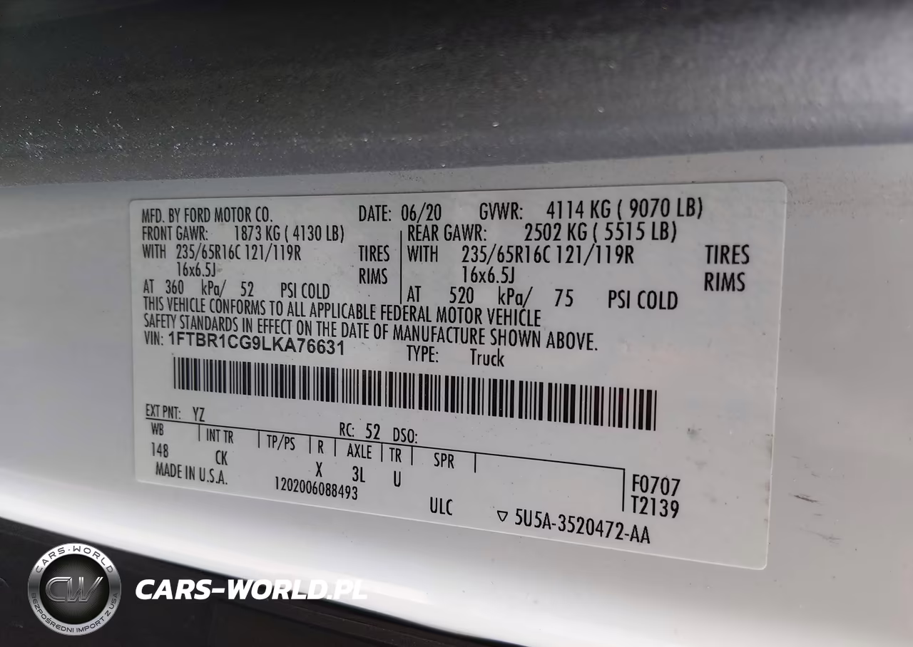 2020 Ford Transit-250 VIN:1FTBR1CG9LKA76631 - 9