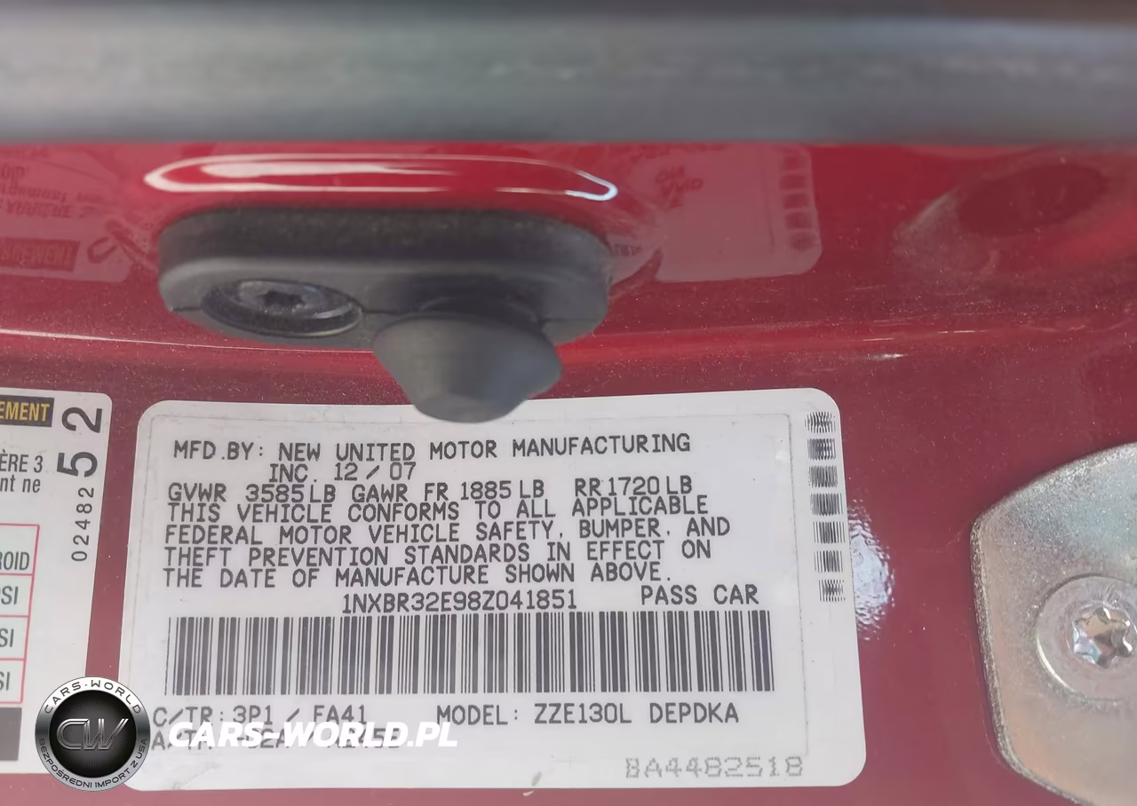 2008 Toyota Corolla Ce VIN:1NXBR32E98Z041851 - 9
