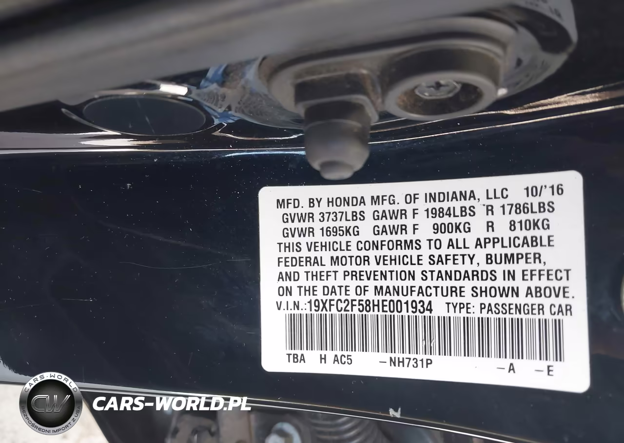 2017 Honda Civic Lx VIN:19XFC2F58HE001934 - 9