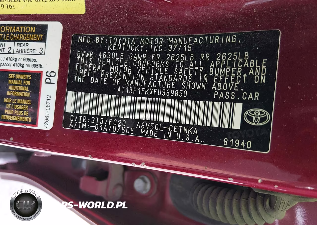 2015 Toyota Camry Le VIN:4T1BF1FKXFU989850 - 9