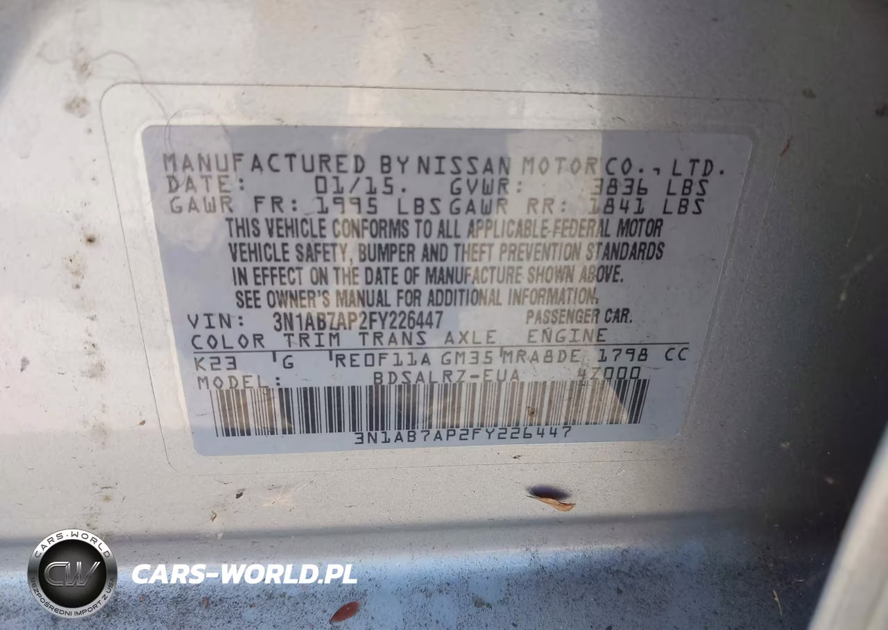 2015 Nissan Sentra Sr VIN:3N1AB7AP2FY226447 - 9