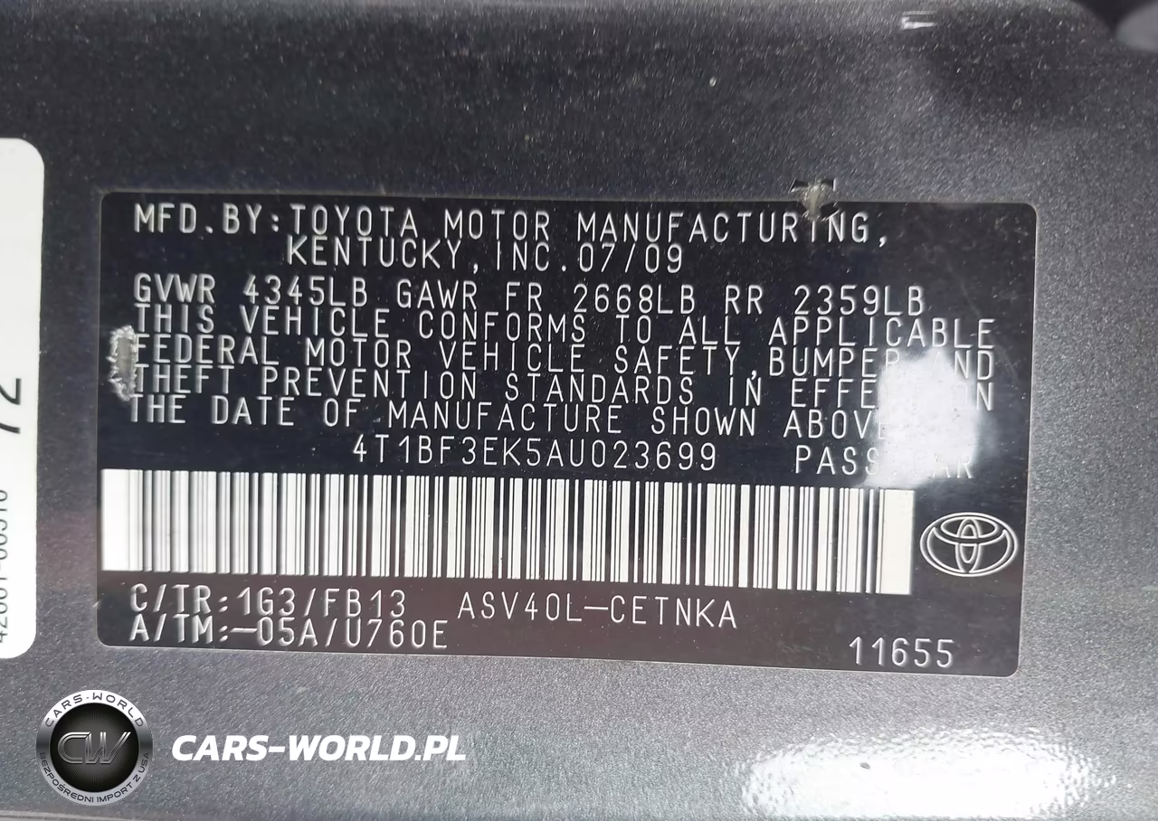 2010 Toyota Camry Le VIN:4T1BF3EK5AU023699 - 9