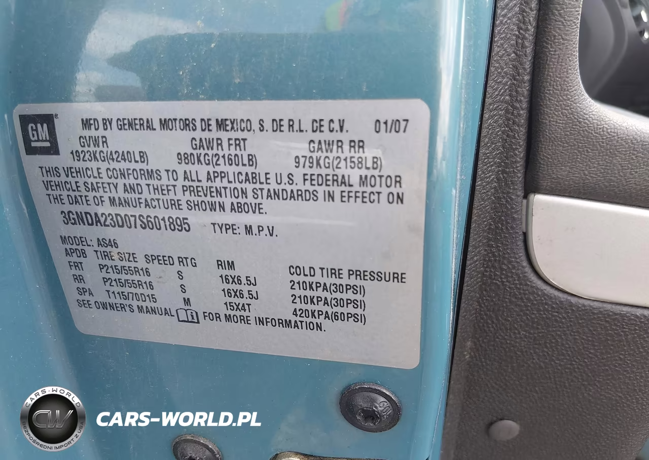 2007 Chevrolet Hhr Lt VIN:3GNDA23D07S601895 - 9