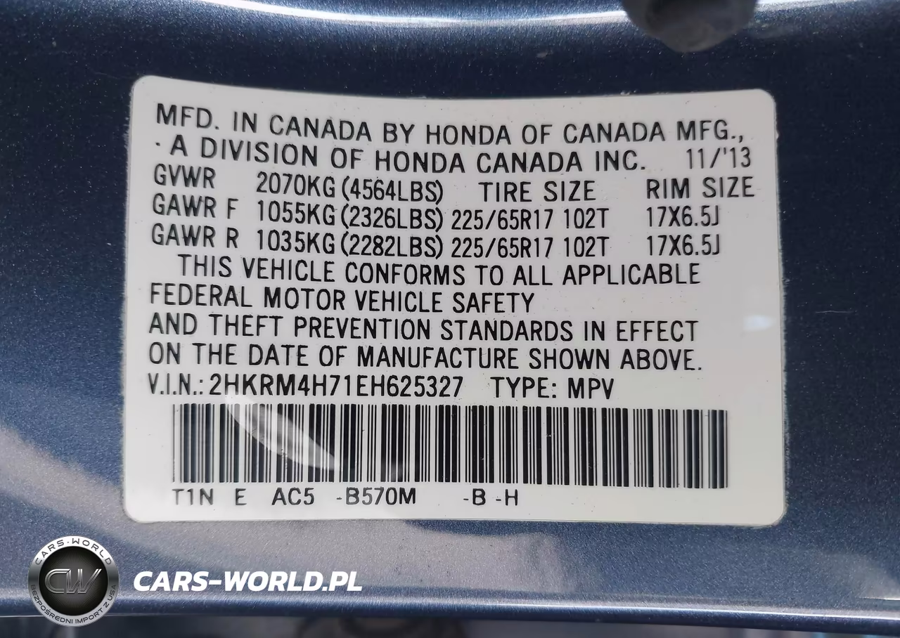 2014 Honda Cr-V Ex-L VIN:2HKRM4H71EH625327 - 9
