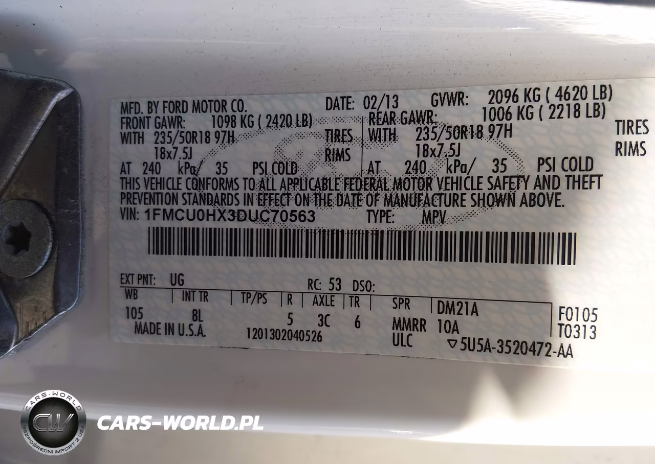 2013 Ford Escape Sel VIN:1FMCU0HX3DUC70563 - 9