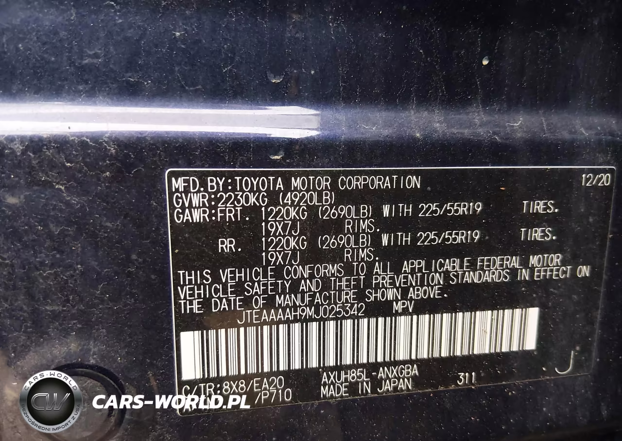2021 Toyota Venza Xle VIN:JTEAAAAH9MJ025342 - 9