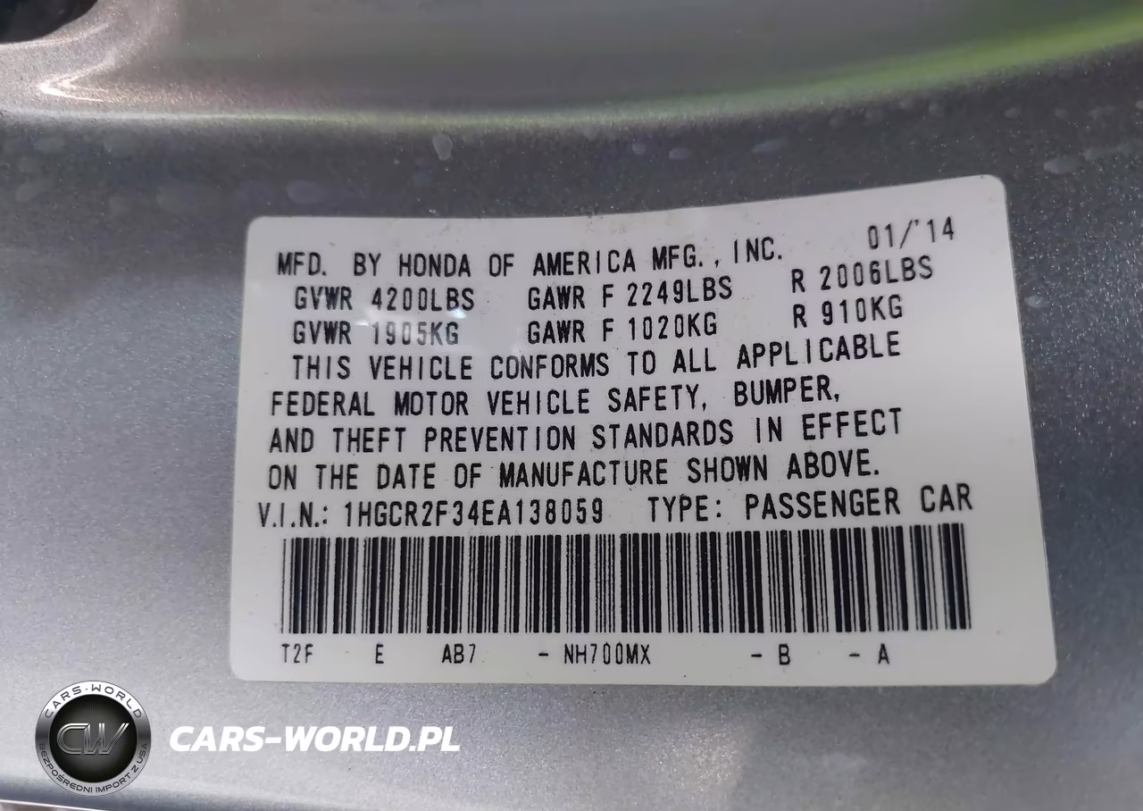 2014 Honda Accord Lx VIN:1HGCR2F34EA138059 - 9
