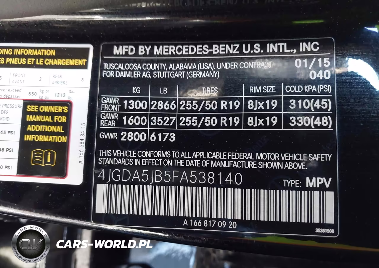 2015 Mercedes-Benz Ml 350 VIN:4JGDA5JB5FA538140 - 9