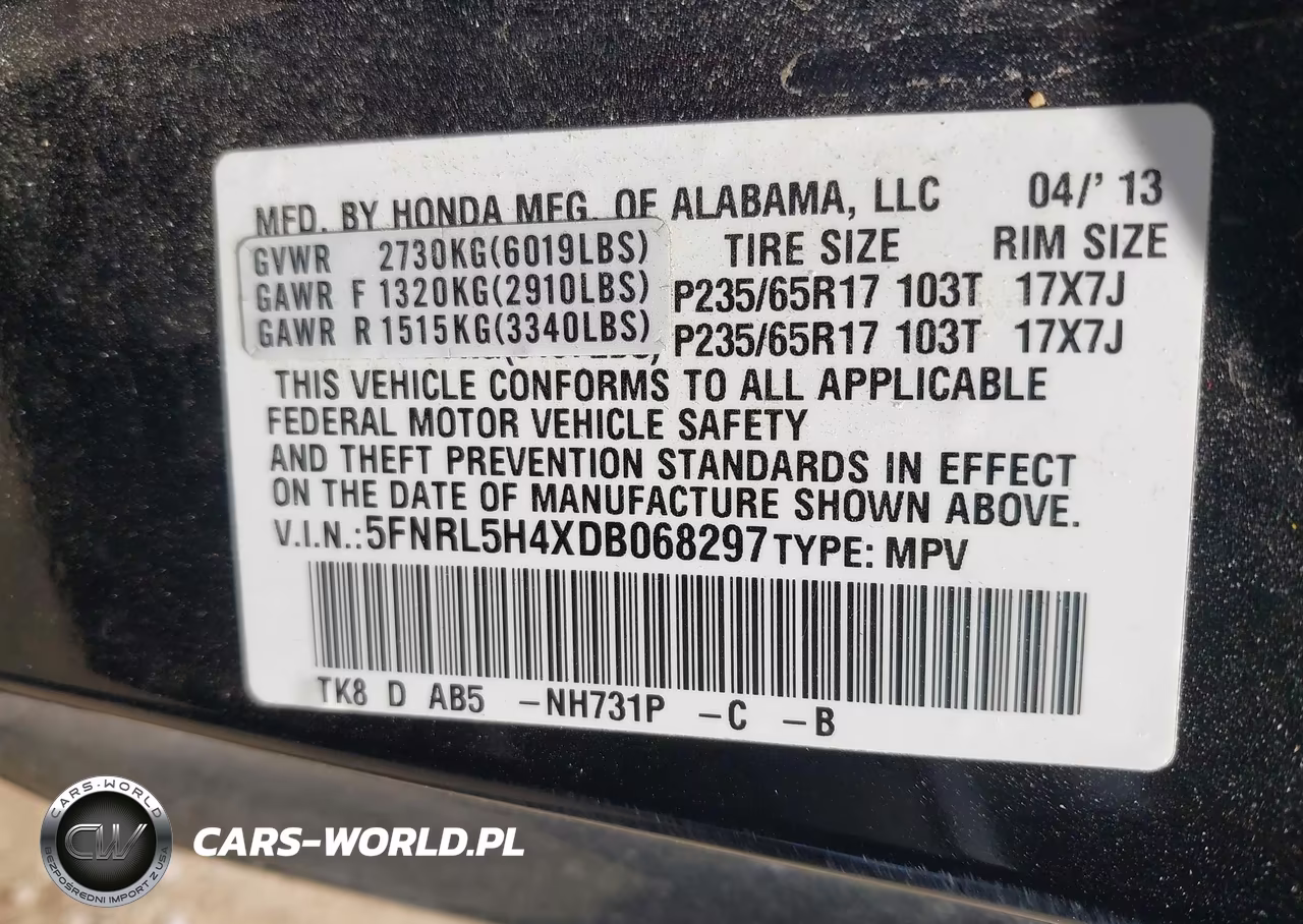 2013 Honda Odyssey Ex VIN:5FNRL5H4XDB068297 - 9