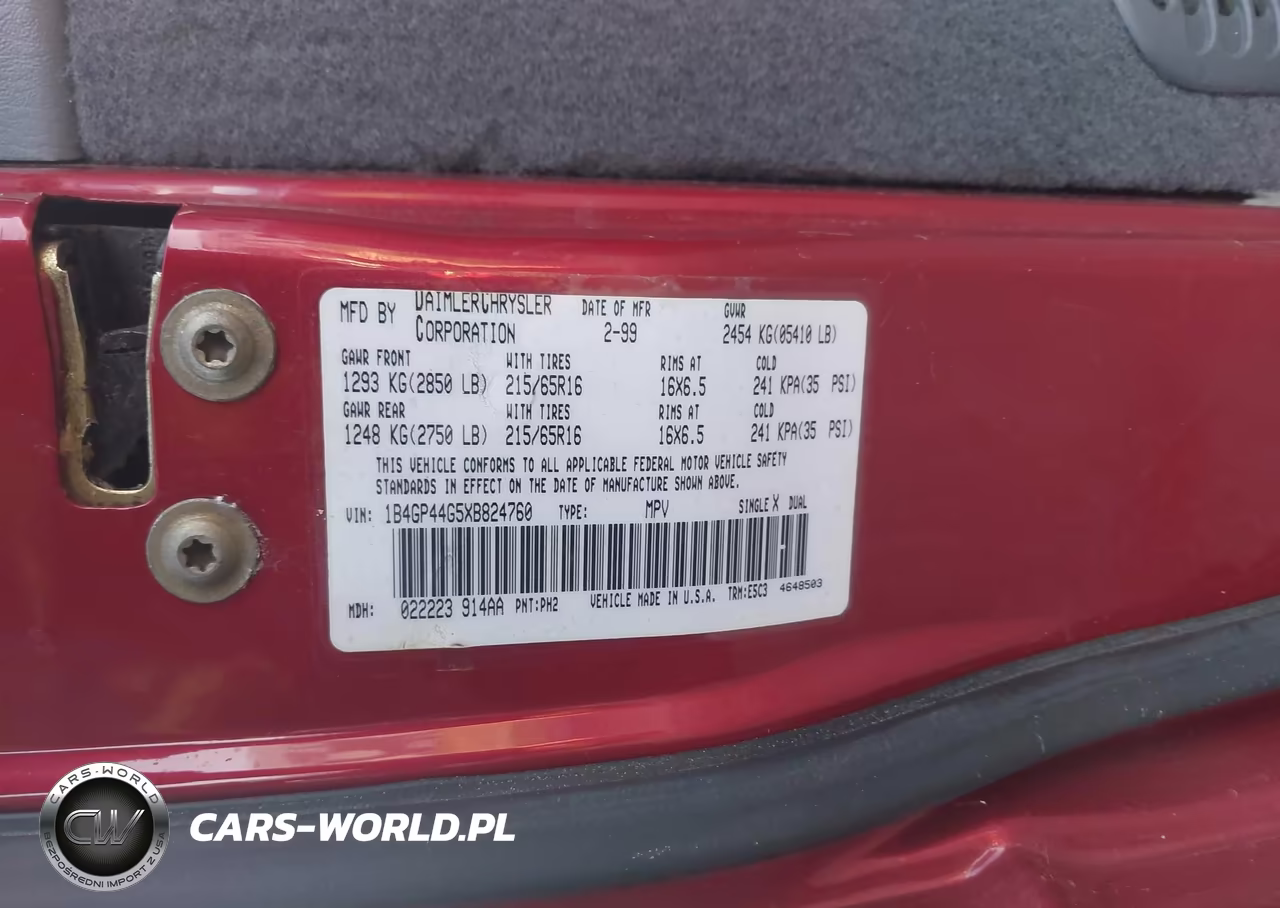 1999 Dodge Grand Caravan Se VIN:1B4GP44G5XB824760 - 9