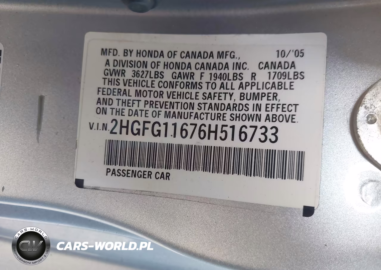 2006 Honda Civic Lx VIN:2HGFG11676H516733 - 9