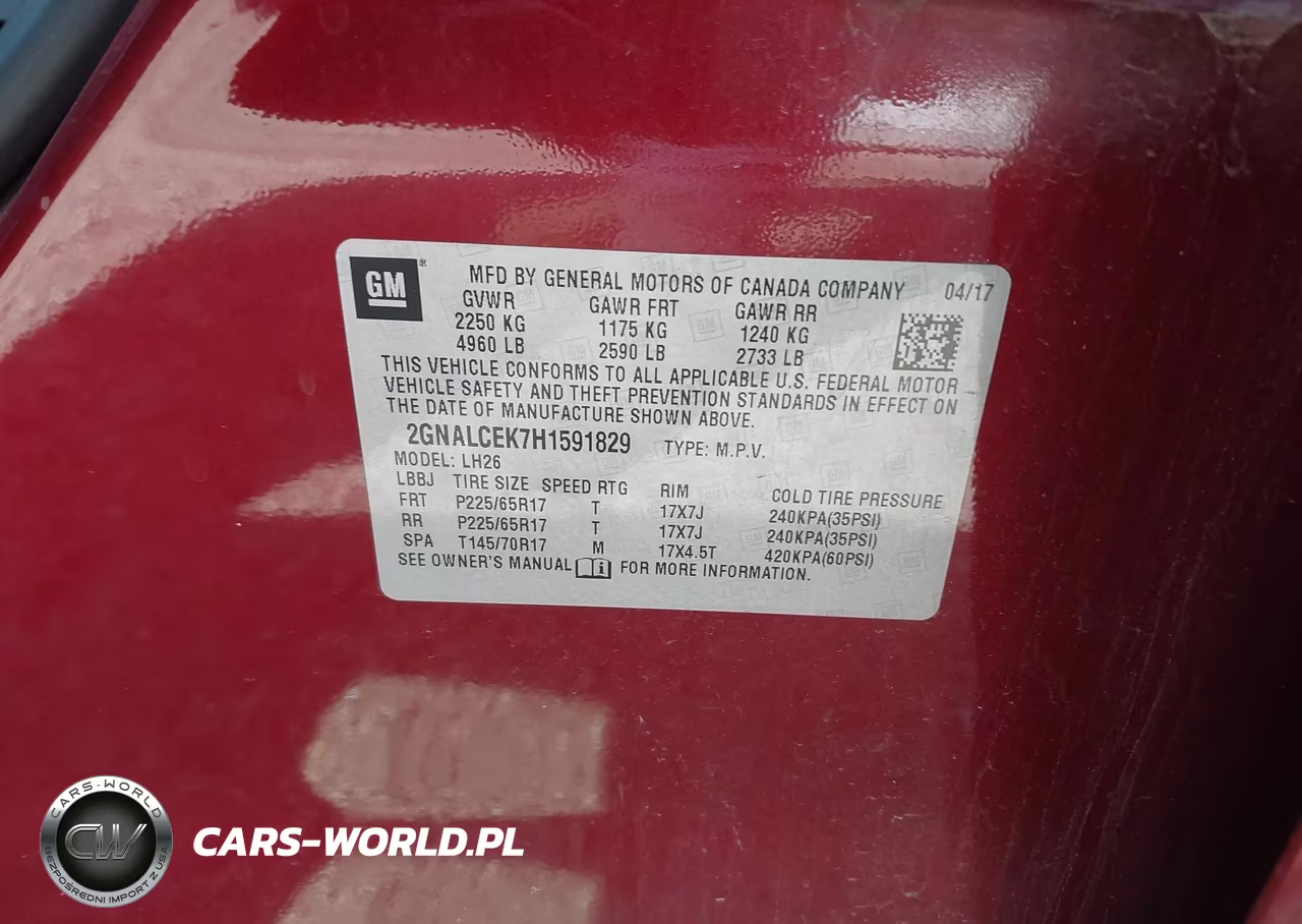 2017 Chevrolet Equinox Lt VIN:2GNALCEK7H1591829 - 9