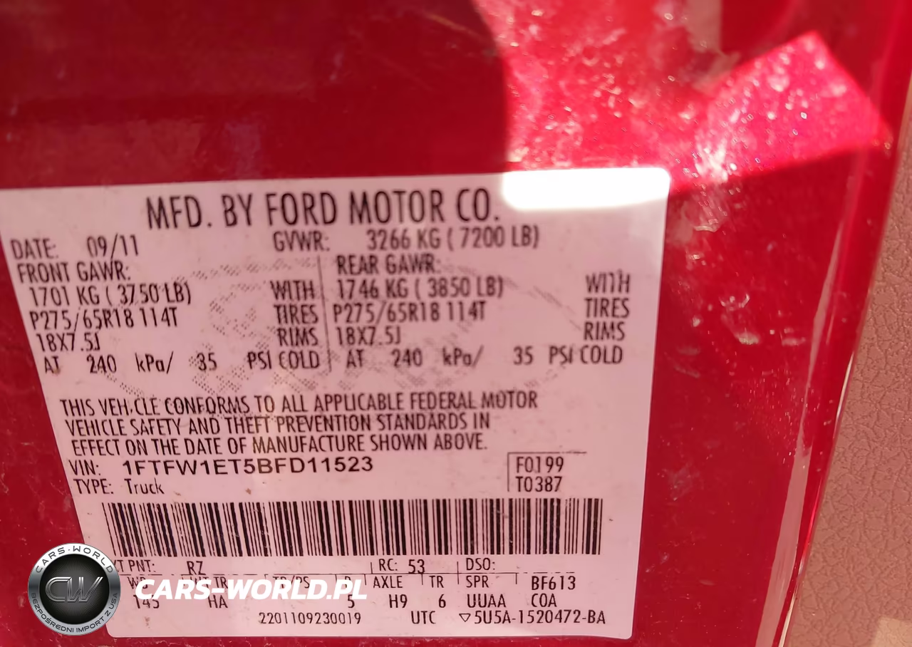 2011 Ford F-150 Lariat VIN:1FTFW1ET5BFD11523 - 9