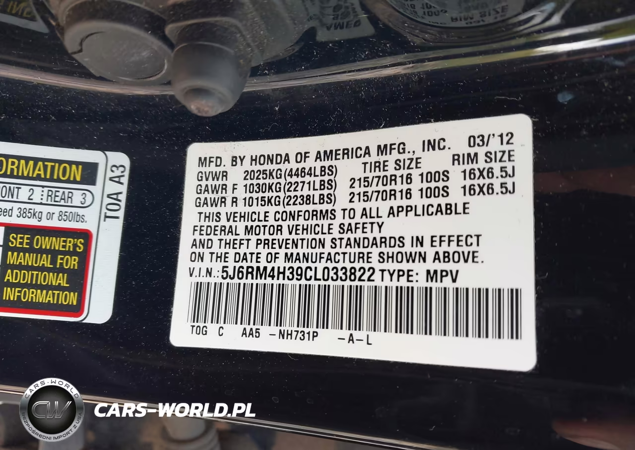 2012 Honda Cr-V Lx VIN:5J6RM4H39CL033822 - 9