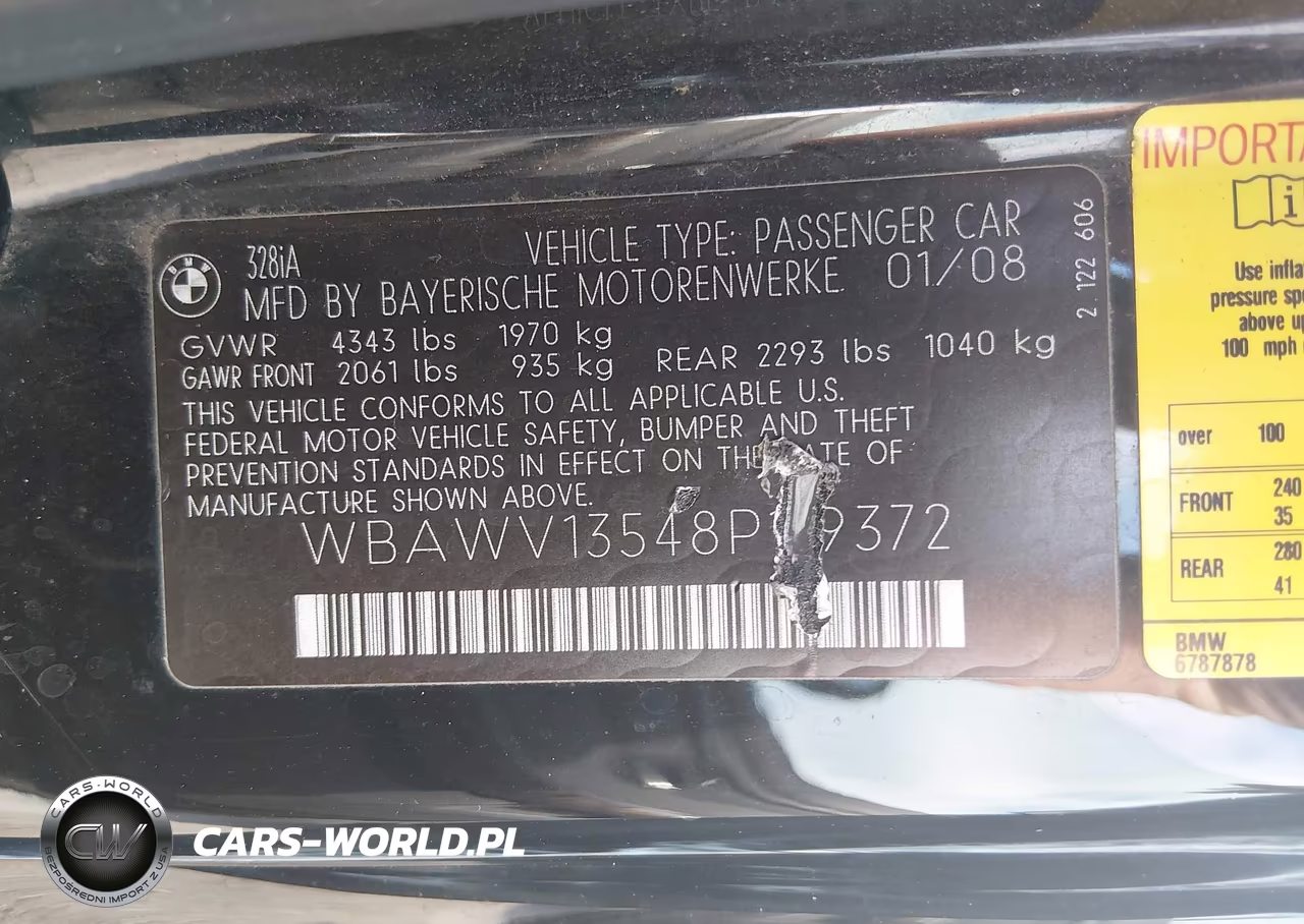 2008 BMW 328I VIN:WBAWV13548P119372 - 17