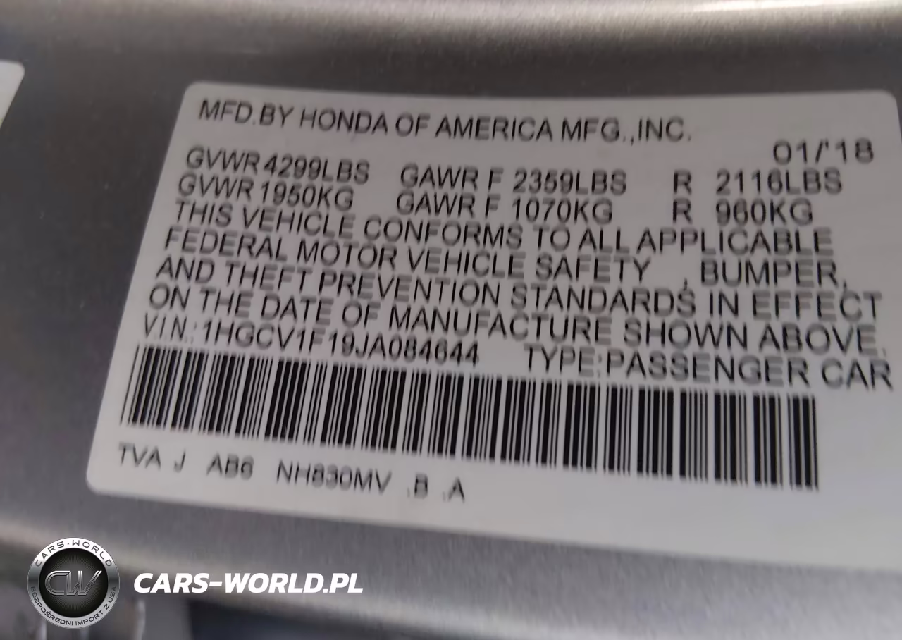 2018 Honda Accord Lx VIN:1HGCV1F19JA084644 - 8
