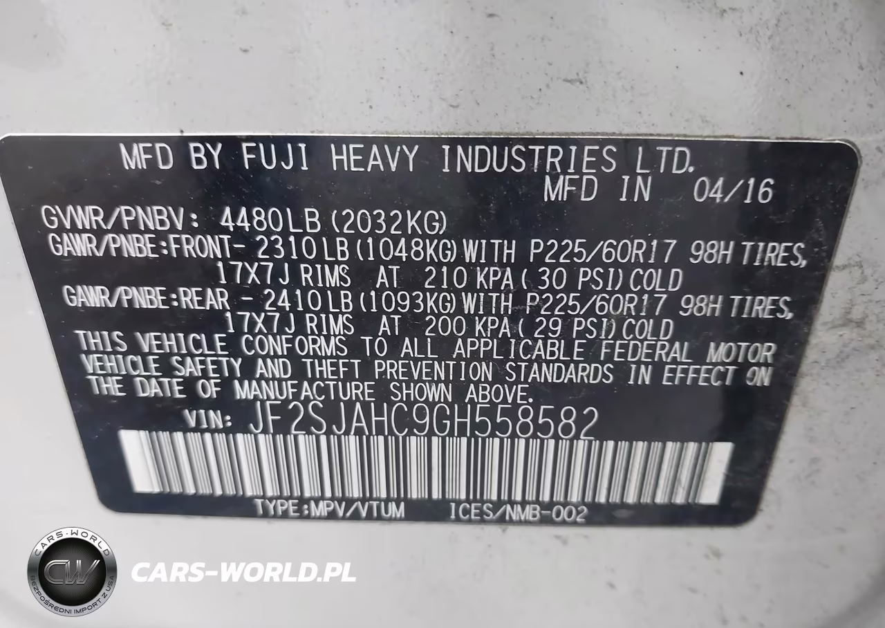2016 Subaru Forester 2.5I Limited VIN:JF2SJAHC9GH558582 - 9