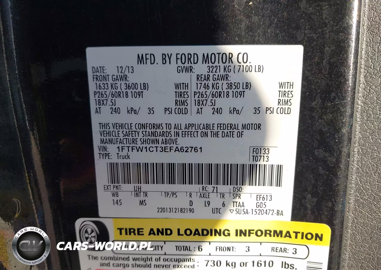 2014 Ford F-150 Xlt VIN:1FTFW1CT3EFA62761 - 9